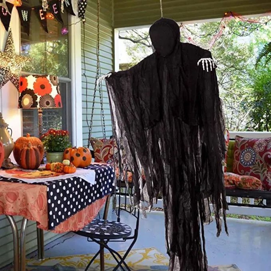 Hanging Decorations * | Joyin Dark Hanging Grim Reaper Halloween Decoration 5Ft Halloween Decorations