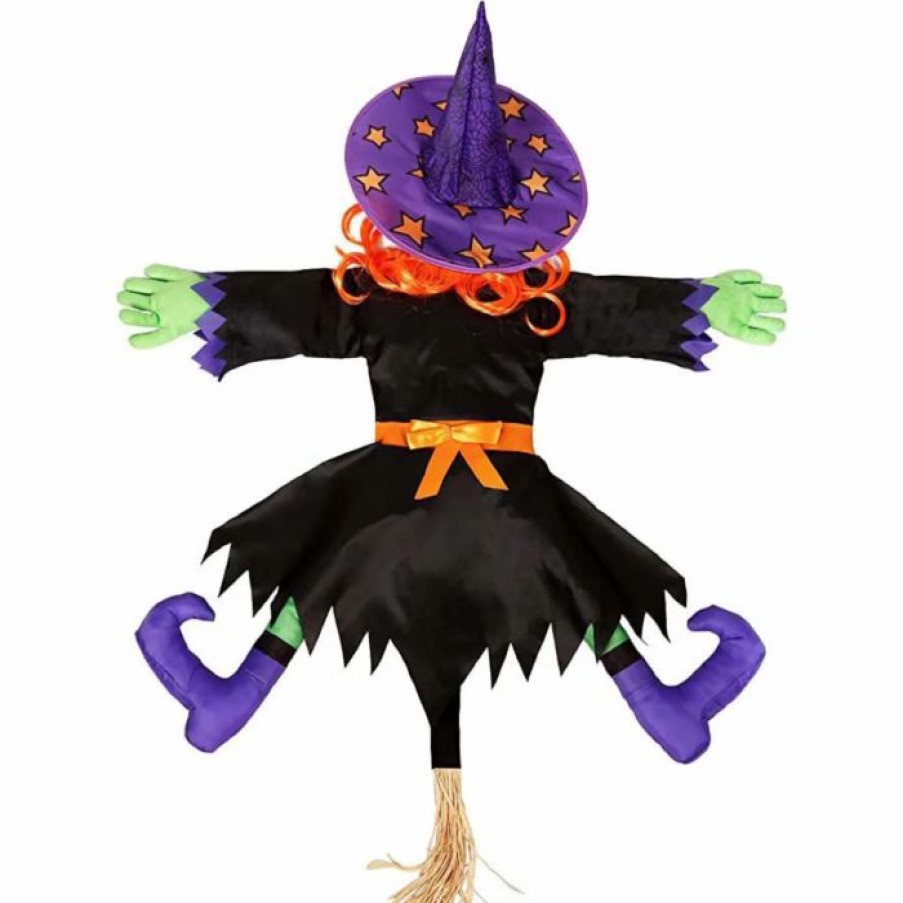 Halloween Outdoor Decor * | Joyin Crashing Witch Into Tree With Sign 44In Halloween Decorations