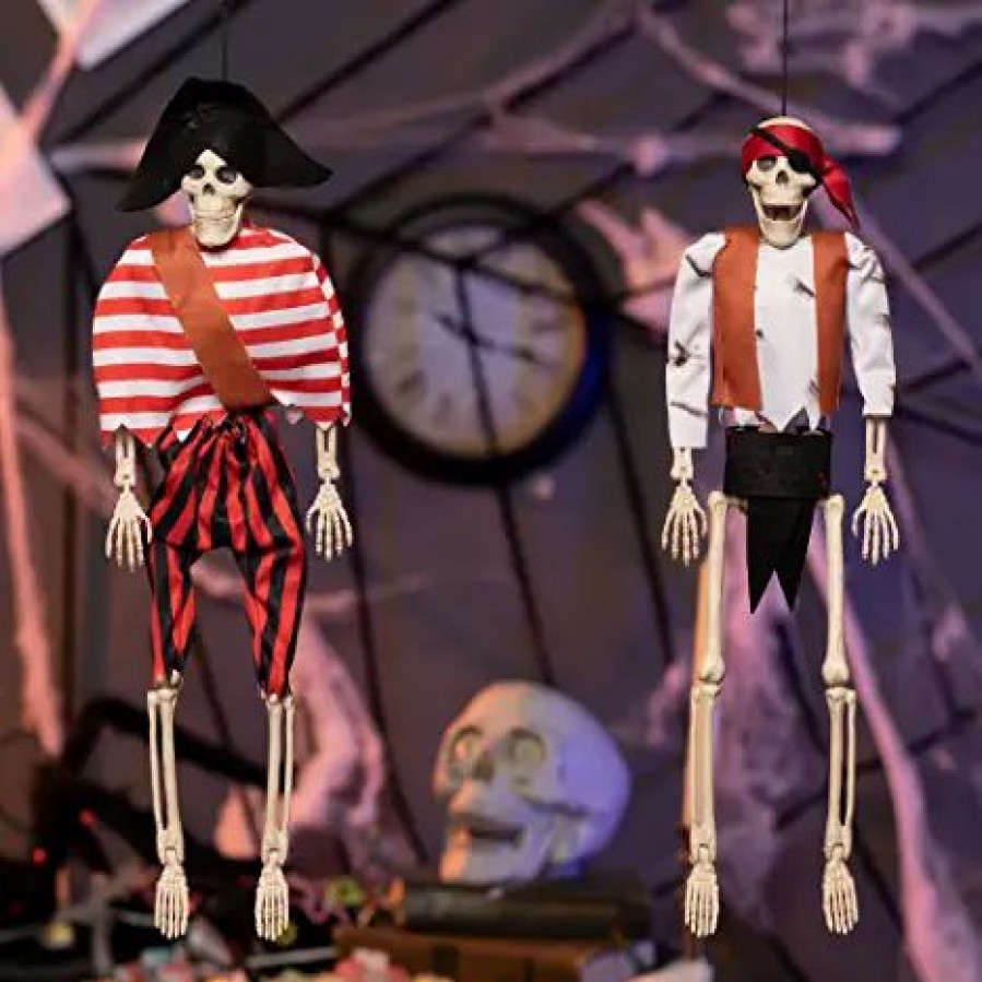 Spooky Scary Skeletons * | Joyin 2Pcs Pirate Halloween Skeleton Decorations 16In Halloween Decorations