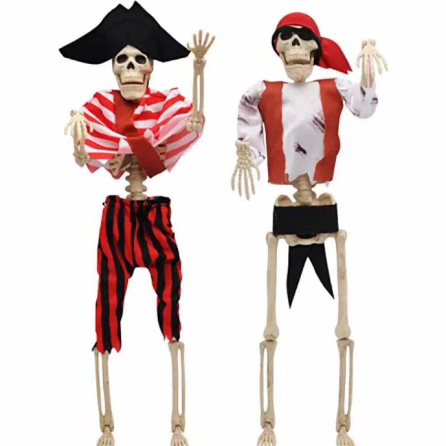 Spooky Scary Skeletons * | Joyin 2Pcs Pirate Halloween Skeleton Decorations 16In Halloween Decorations