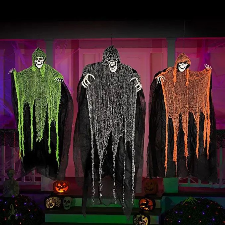 Hanging Decorations * | Joyin 3Pcs Grim Reaper Decoration (1) 47In And (2) 35In Halloween Decorations