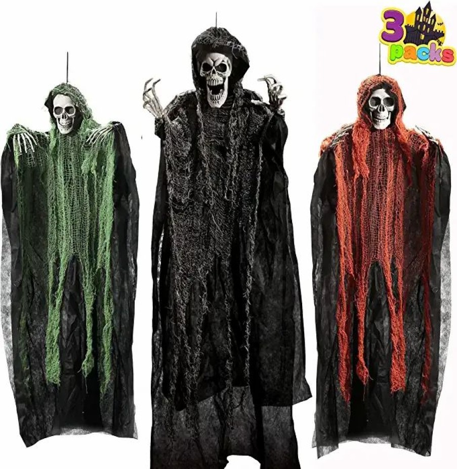 Hanging Decorations * | Joyin 3Pcs Grim Reaper Decoration (1) 47In And (2) 35In Halloween Decorations