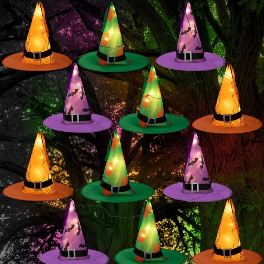 Halloween Lights * | Joyin 12Pcs Witch Hat String Lights Halloween Decorations