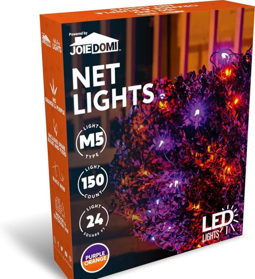 Halloween Lights * | Joiedomi 100 Led Orange And Purple Halloween Net Lights Halloween Decorations