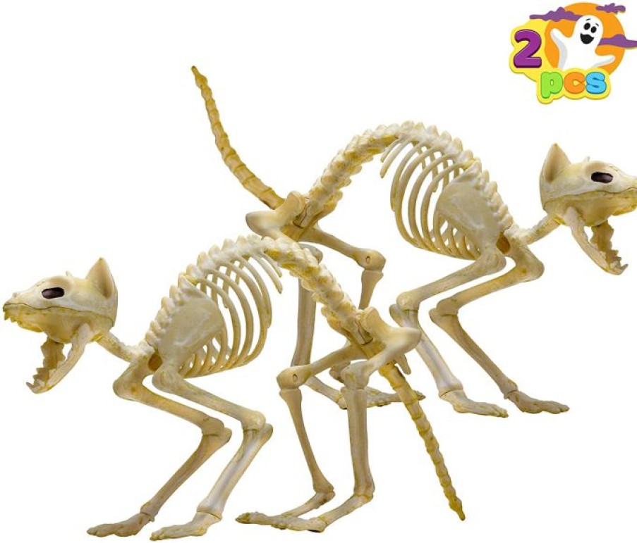 Spooky Scary Skeletons * | Joyin 2Pcs Halloween Cat Skeleton With Tail Halloween Decorations