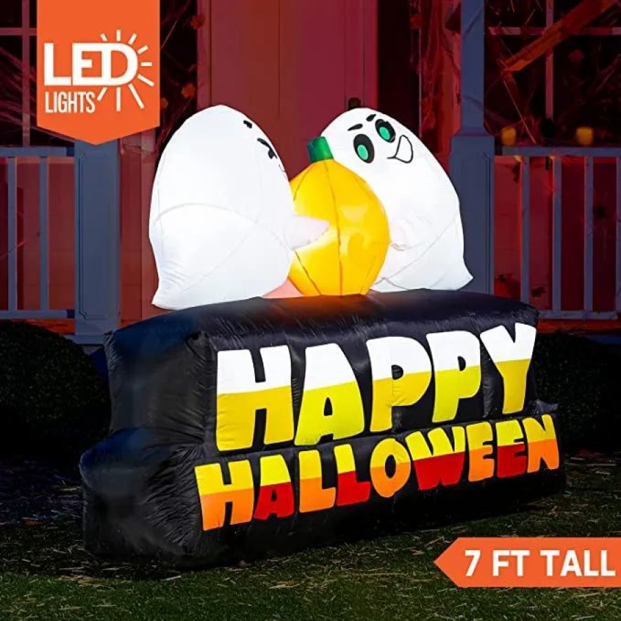 Halloween Inflatables * | Joiedomi 7Ft Happy Halloween With Pumpkin And Characters Halloween Decorations