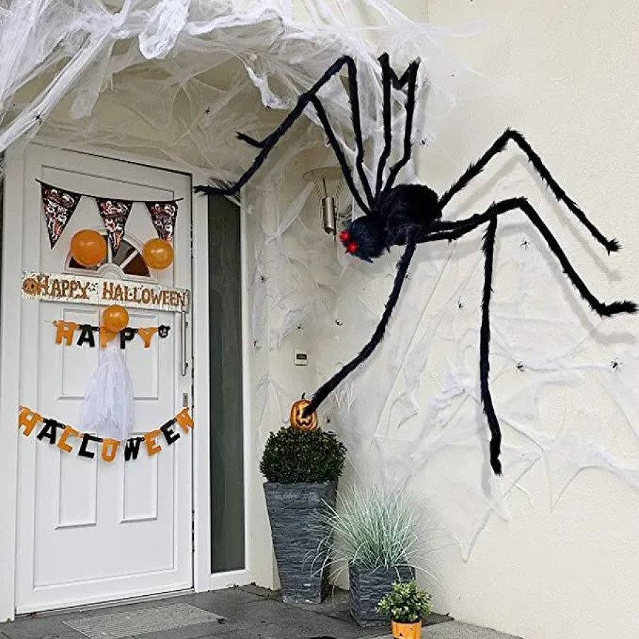 Halloween Outdoor Decor * | Joyin Hairy Halloween Spider Decorations With Led Eyes 6.5Ft Halloween Decorations