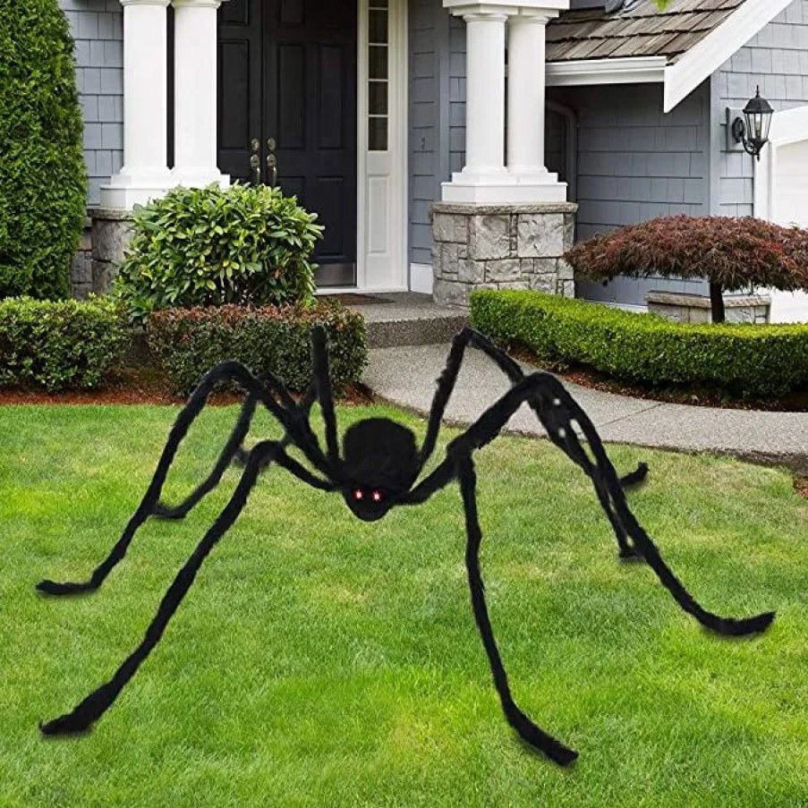 Halloween Outdoor Decor * | Joyin Hairy Halloween Spider Decorations With Led Eyes 6.5Ft Halloween Decorations