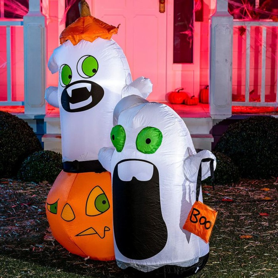 Halloween Inflatables * | Joiedomi 5Ft Halloween Naughty Ghost With Pumpkin Cap And A Gift Bag Halloween Decorations