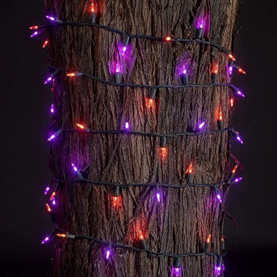 Halloween Lights * | Joiedomi 200-Count Orange & Purple Battery Operated Led String Lights 67.3Ft Halloween Decorations