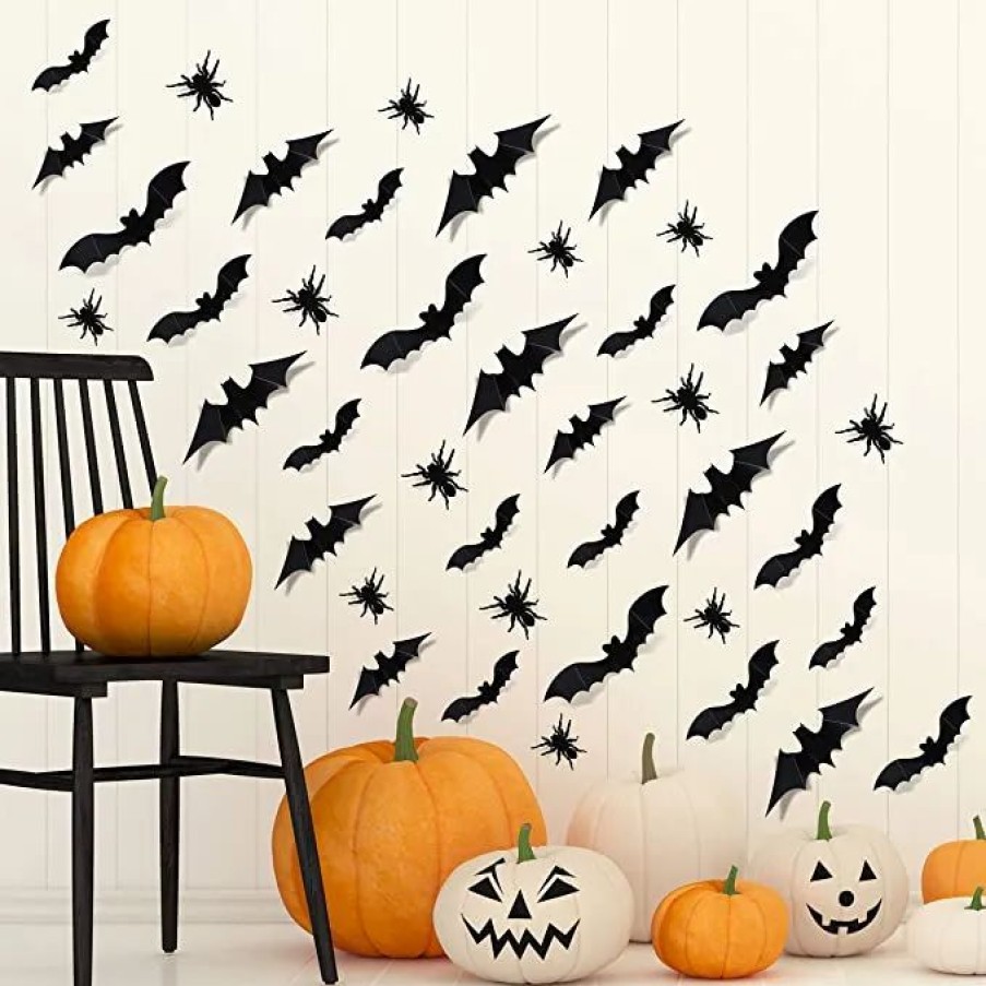 Halloween Indoor Decor * | Joyin Halloween 3D Wall Bat And Wall Spider Stickers Halloween Decorations