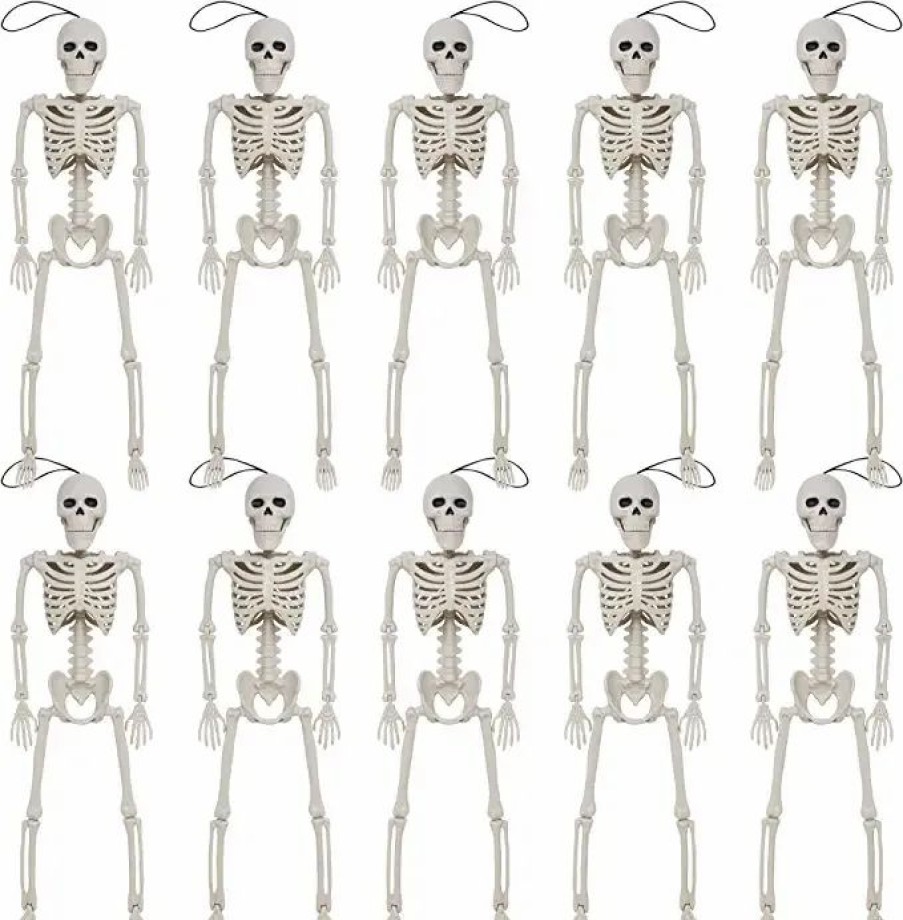 Spooky Scary Skeletons * | Joyin 10Pcs Halloween Hanging Posable Skeletons 16In Halloween Decorations