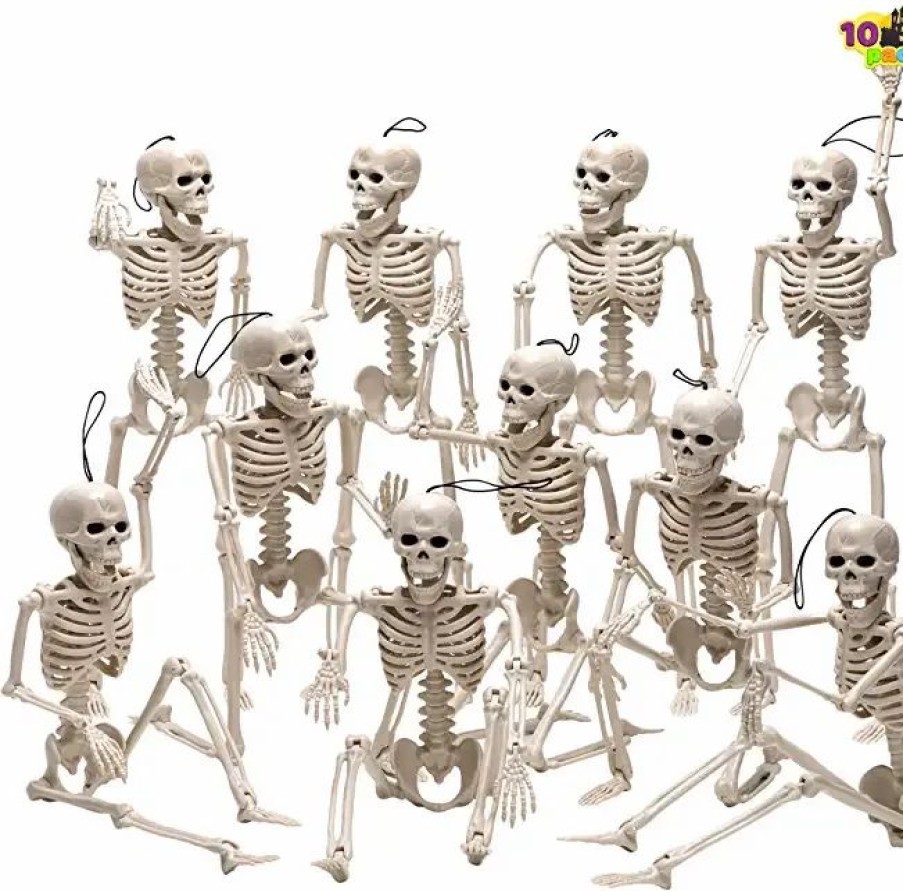 Spooky Scary Skeletons * | Joyin 10Pcs Halloween Hanging Posable Skeletons 16In Halloween Decorations