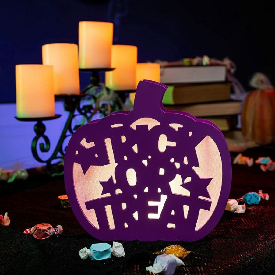 Halloween Indoor Decor * | Joyin Lighted Pumpkin Shadow Box (Witch) Halloween Decorations