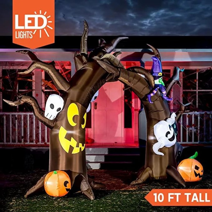 Halloween Inflatables * | Joiedomi 10Ft Halloween Inflatable Tree Archway With Skulls And Characters Halloween Decorations