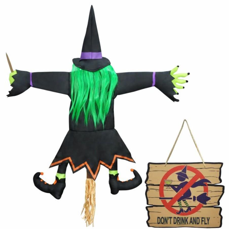 Halloween Outdoor Decor * | Joyin Halloween Crashing Witch Into Tree Decoration Halloween Decorations