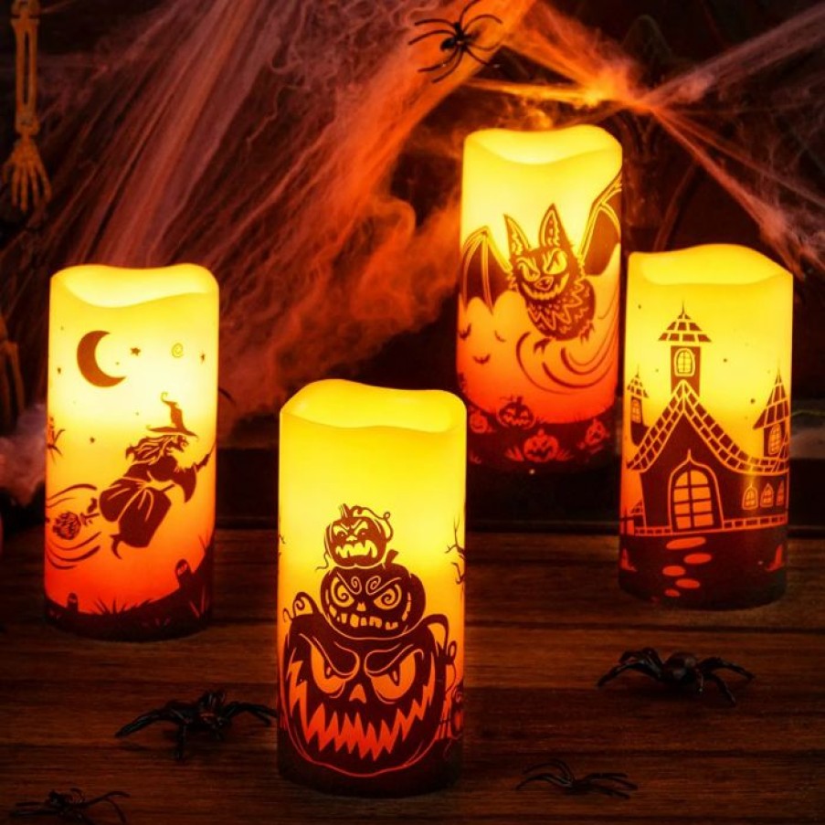 Halloween Lights * | Joyin Halloween Flameless Candles, 4 Pcs Halloween Decorations