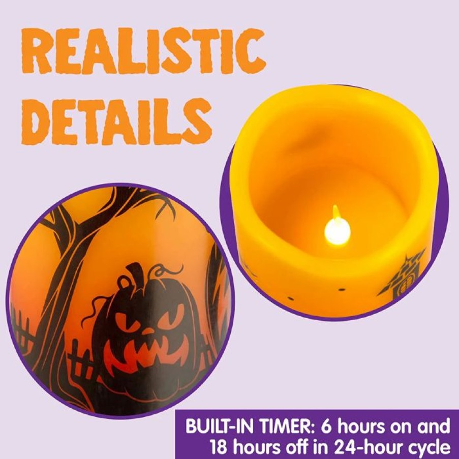 Halloween Lights * | Joyin Halloween Flameless Candles, 4 Pcs Halloween Decorations