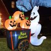 Halloween Inflatables * | Joiedomi 6Ft Inflatable Led Ghost Pushing Pumpkin Cart Halloween Decorations