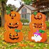 Halloween Outdoor Decor * | Joyin 2Pcs Metal Halloween Pumpkin & Ghost Yard Signs Halloween Decorations