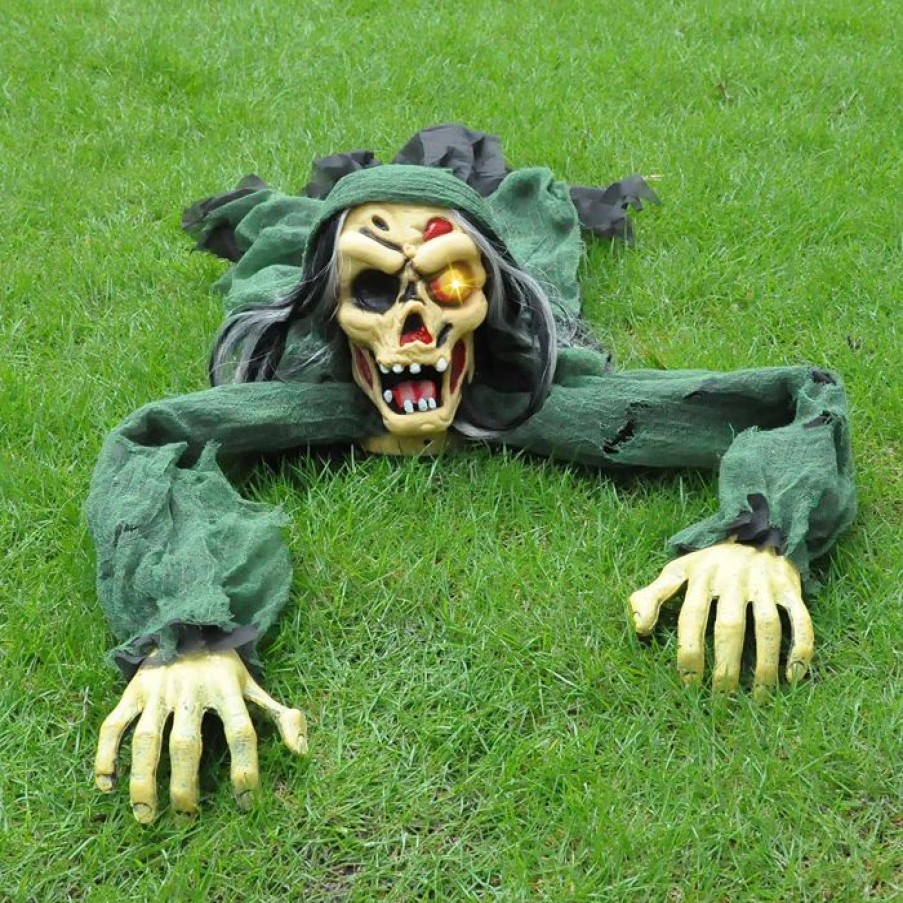 Halloween Outdoor Decor * | Joyin Animated Zombie Groundbreaker With Flashing Eye & Sound (Green) Halloween Decorations