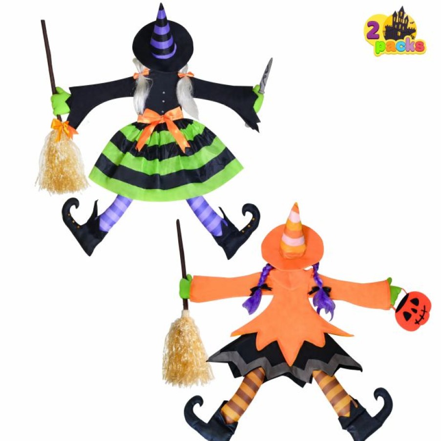 Halloween Outdoor Decor * | Joyin 2Pcs Witches Crashing Into Tree Halloween Decorations