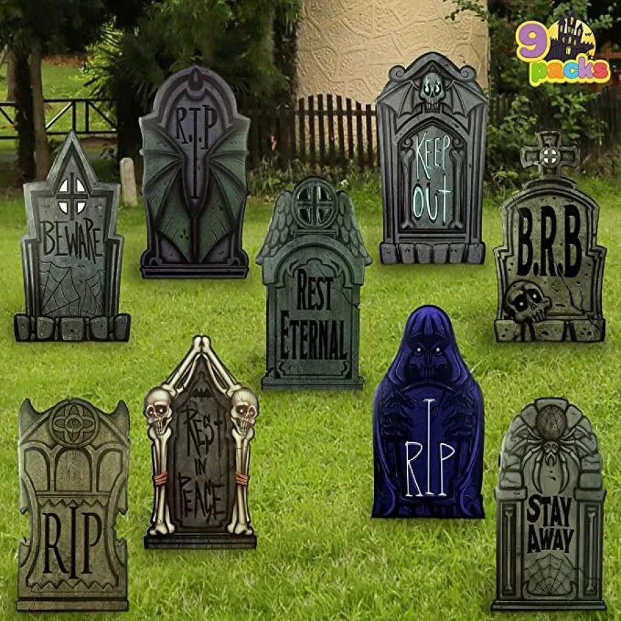 Halloween Outdoor Decor * | Joyin 9Pcs Tombstone Yard Decoration 16.34In Halloween Decorations