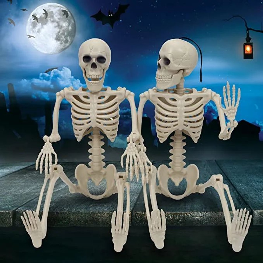 Spooky Scary Skeletons * | Joyin 2Pcs Full Body Hanging Posable Skeleton Decoration 24In Halloween Decorations