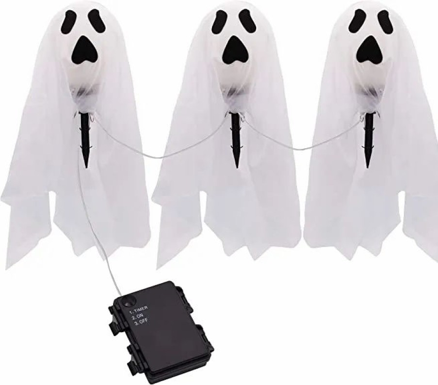 Halloween Outdoor Decor * | Joyin 3Pcs Light Up Ghost Yard Stakes Decoration Halloween Decorations