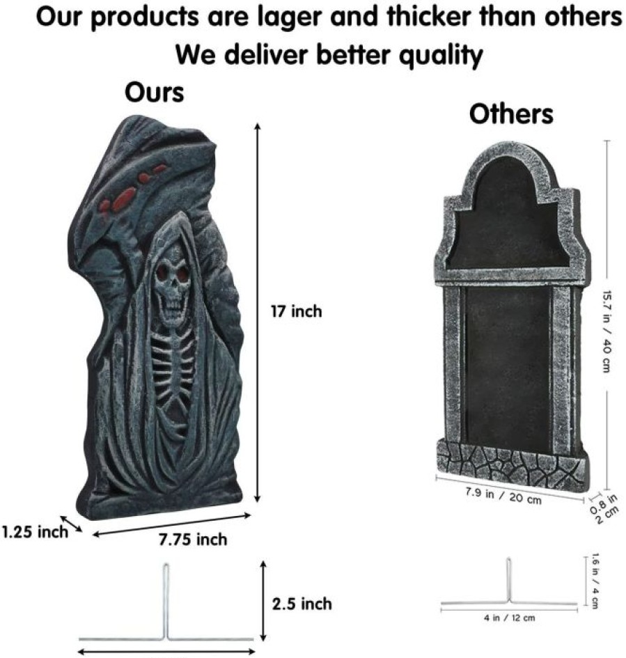 Halloween Outdoor Decor * | Joyin 6Pcs Tombstone In Grim Reaper Design Decorations 17In Halloween Decorations