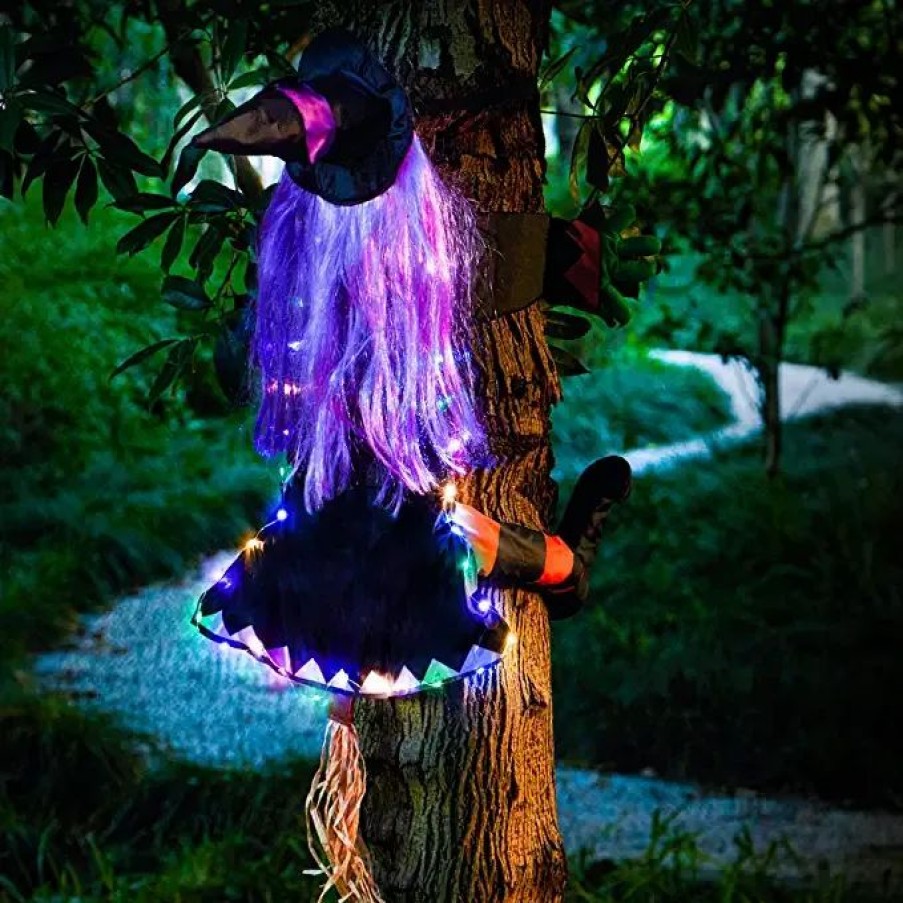 Halloween Outdoor Decor * | Joyin Lighted Crashing Witch Halloween Decorations