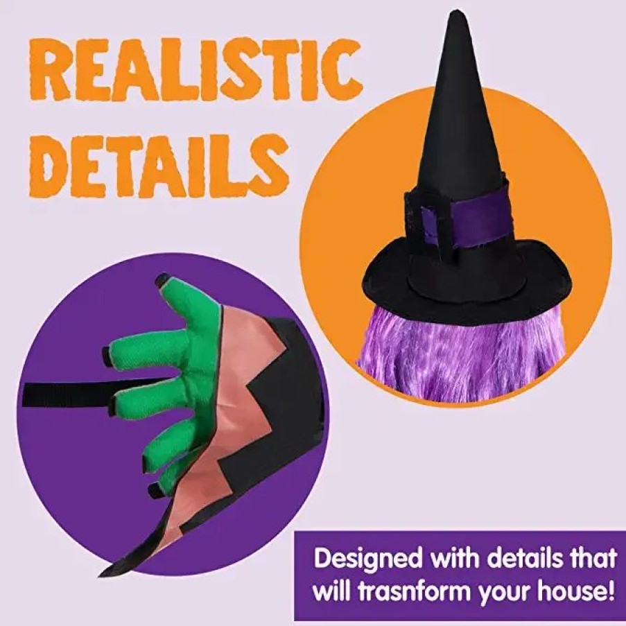 Halloween Outdoor Decor * | Joyin Lighted Crashing Witch Halloween Decorations