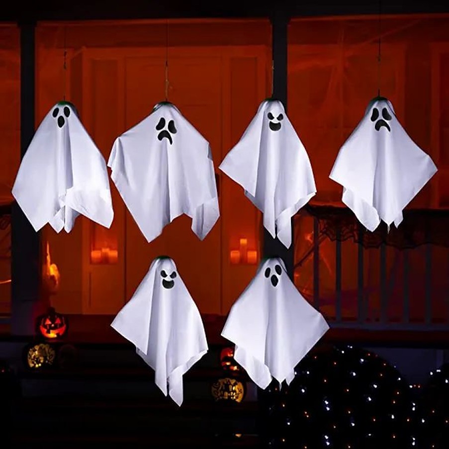 Hanging Decorations * | Joyin 6 Pcs White Ghost 19.6In Halloween Decorations