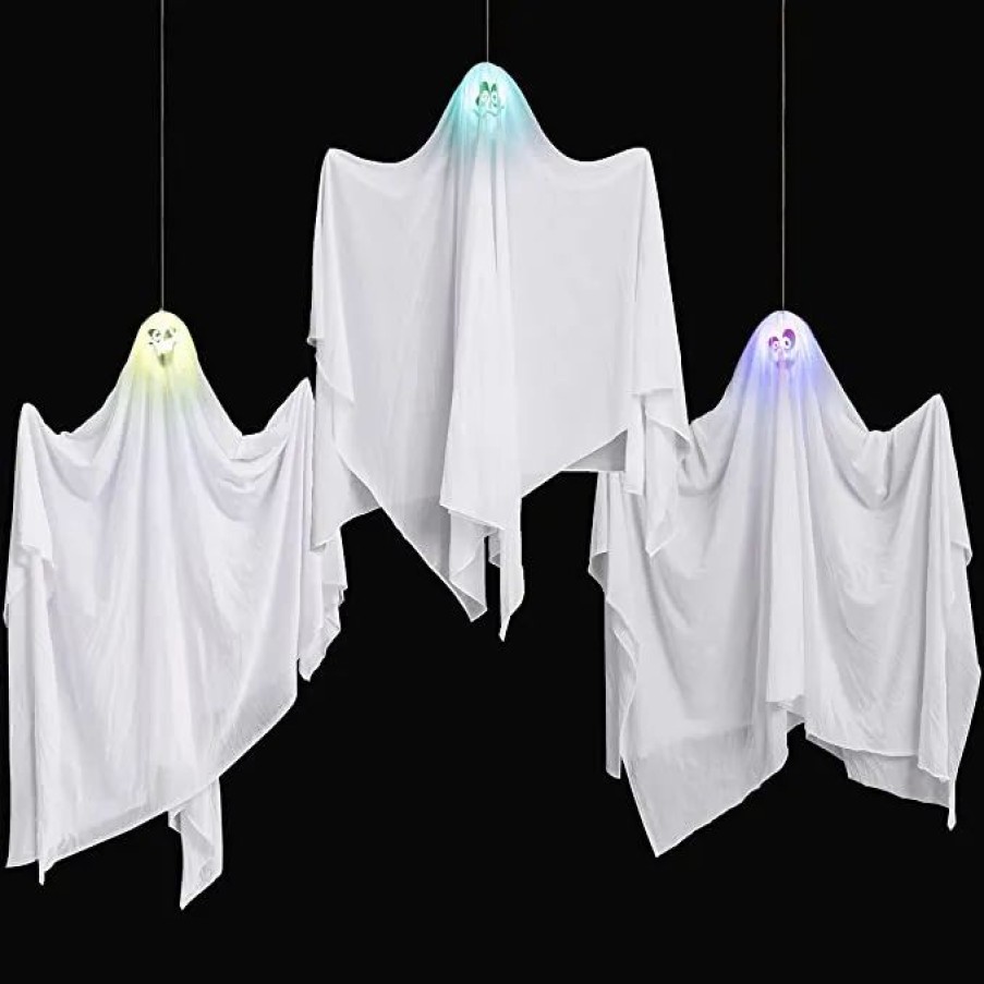 Hanging Decorations * | Joyin 3Pcs Ghost Hanging Lights 35.5In Halloween Decorations