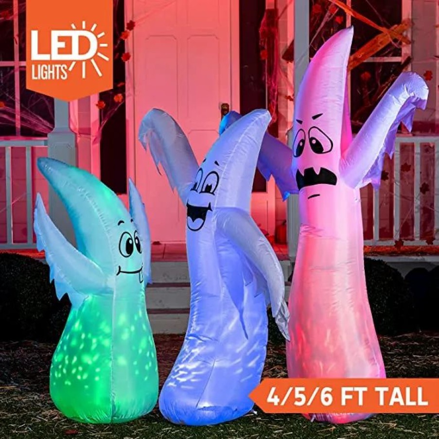 Halloween Inflatables * | Joiedomi 6Ft&5Ft&4Ft Halloween 3 In 1 Cute Ghosts Inflatable Halloween Decorations