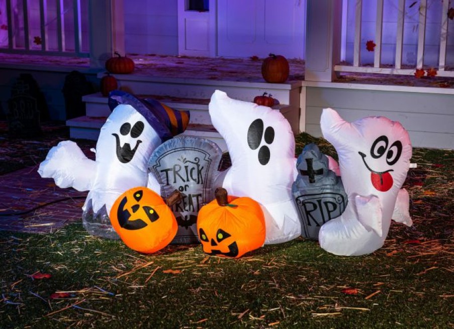 Halloween Inflatables * | Joiedomi 6Ft Halloween Horizontal Tombstones With Ghosts Halloween Decorations