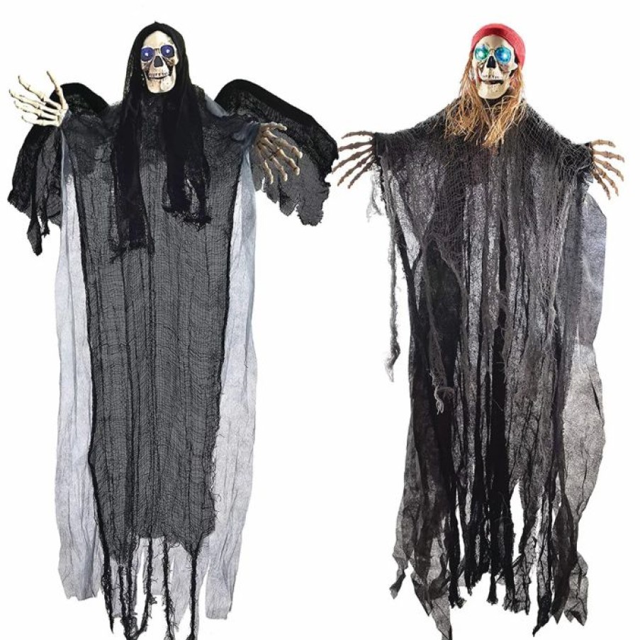 Spooky Scary Skeletons * | Joyin 2Pcs Flying Grim Reaper And Skeleton Pirate Decorations Halloween Decorations