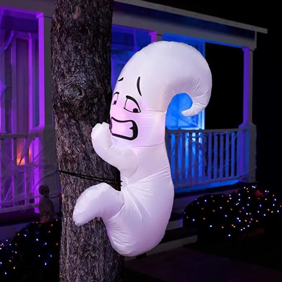 Halloween Inflatables * | Joiedomi 4Ft Tall Scared Cute Ghost Hugging Tree Halloween Inflatable Halloween Decorations