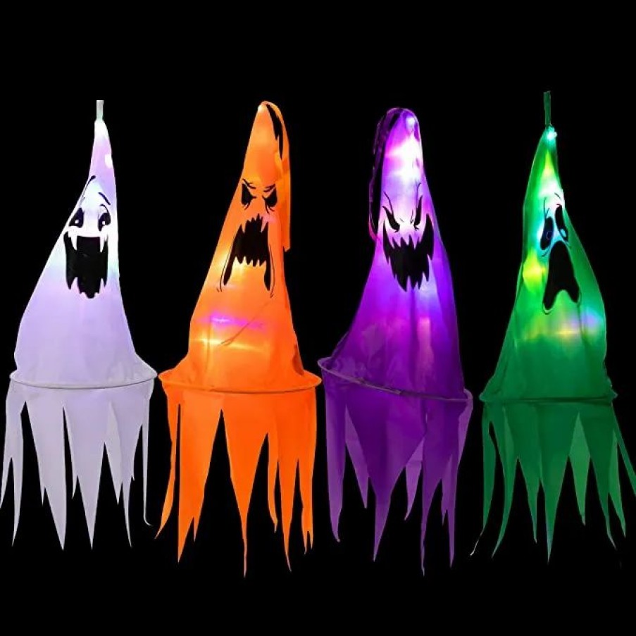 Hanging Decorations * | Joyin 4Pcs Individual Ghost Hat Lights Halloween Decorations