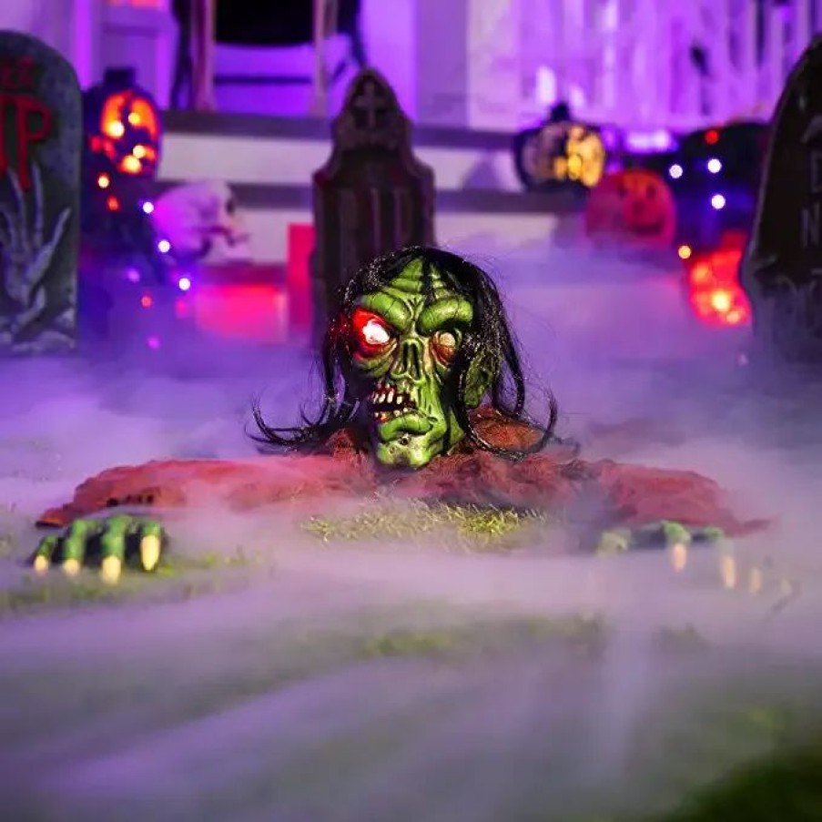 Halloween Outdoor Decor * | Joyin Animated Green Zombie Groundbreaker Halloween Decorations