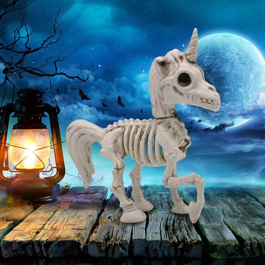 Spooky Scary Skeletons * | Joyin 2Pcs Posable Plastic Unicorn Skeleton Decoration 7In Halloween Decorations