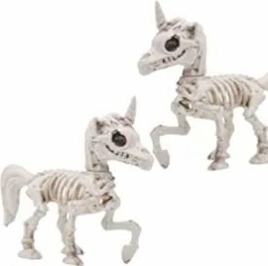 Spooky Scary Skeletons * | Joyin 2Pcs Posable Plastic Unicorn Skeleton Decoration 7In Halloween Decorations