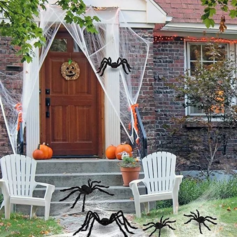 Halloween Outdoor Decor * | Joyin 5Pcs Realistic Hairy Halloween Spider Decoration Halloween Decorations