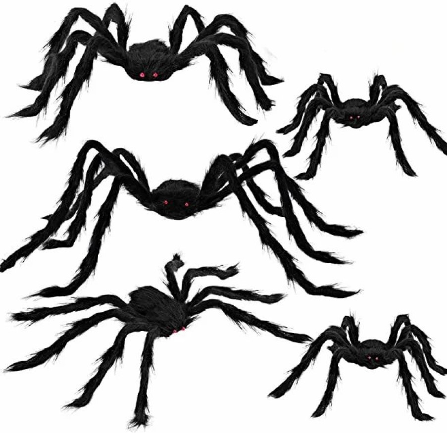 Halloween Outdoor Decor * | Joyin 5Pcs Realistic Hairy Halloween Spider Decoration Halloween Decorations