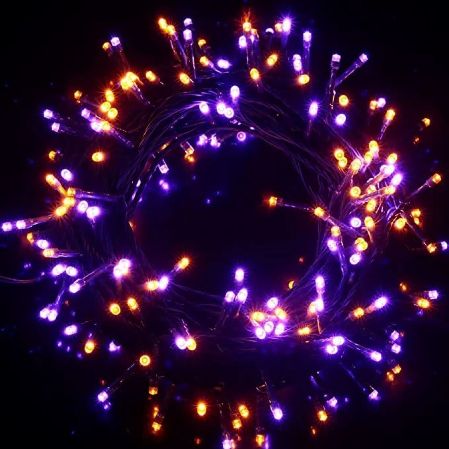 Halloween Lights * | Joiedomi 300-Count Orange & Purple Led Mini String Lights, 8 Modes 108.6Ft Halloween Decorations