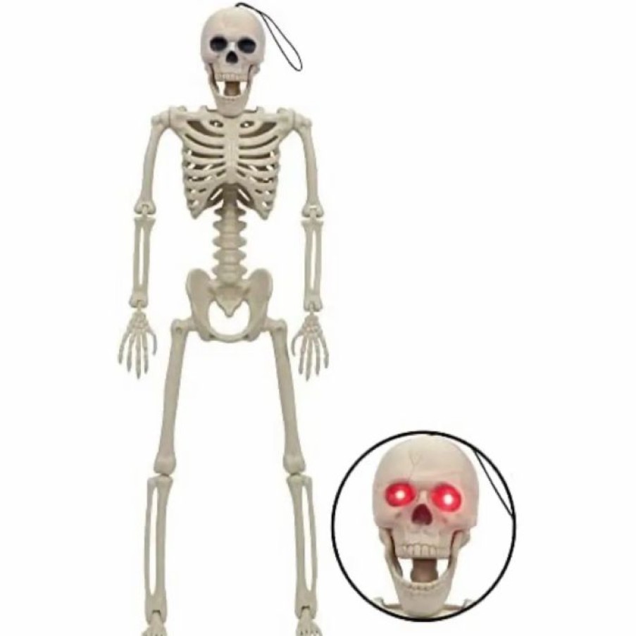 Spooky Scary Skeletons * | Joyin Red Led Light Eyes Posable Skeleton Decoration 24In Halloween Decorations